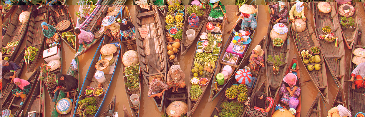 high angle view of floating-market